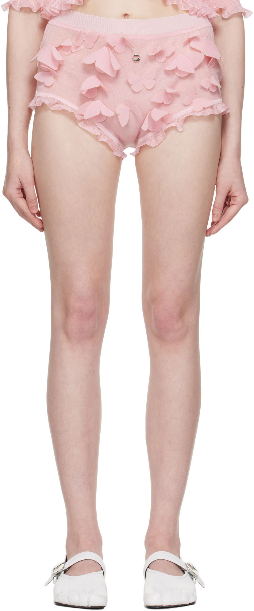 Gaćice Coperni Coperni Knitted Butterfly Appliqué Shorts Ružičasta | COPML138Y3015