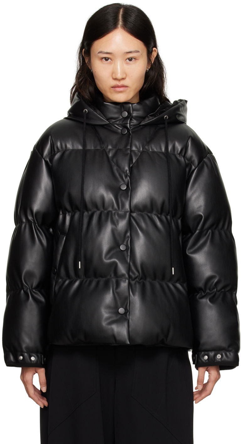 Pernata jakna Stella McCartney Stella McCartney Faux-Leather Puffer Jacket Crna | 6800773BU393