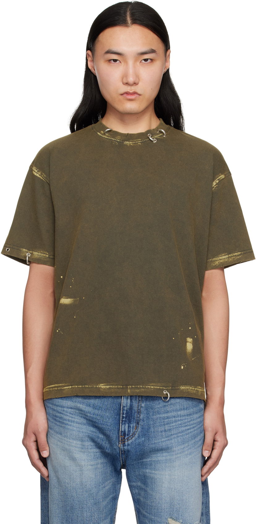 Majica kratkih rukava We11done We11done Pierced T-Shirt Zelena | WD-TT0-25-770-U-CH