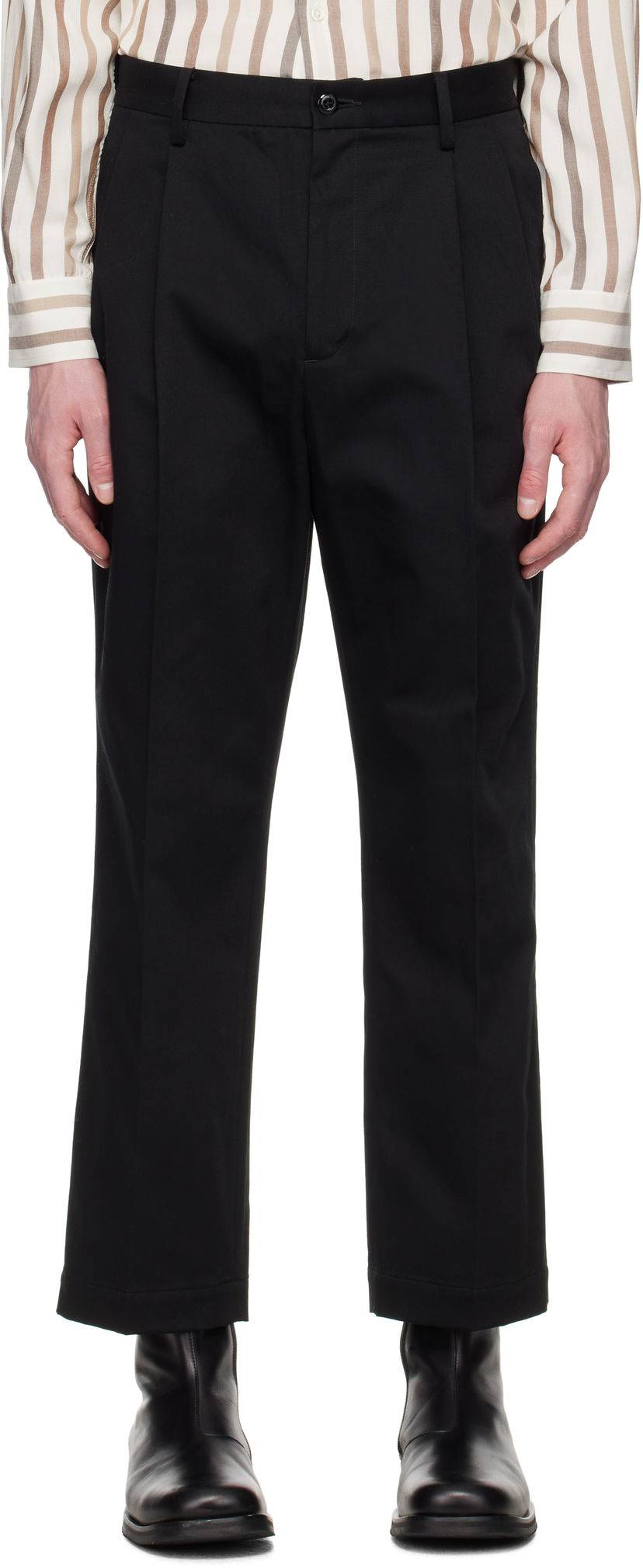 Hlače WACKO MARIA WACKO MARIA Double Pleated Chino Trousers Crna | 25SS-WMP-PT13