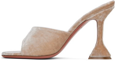 Tenisice i cipele Amina Muaddi Lupita Slipper Heeled Sandals Bež | LUPITA SLIPPER VELVET, 2