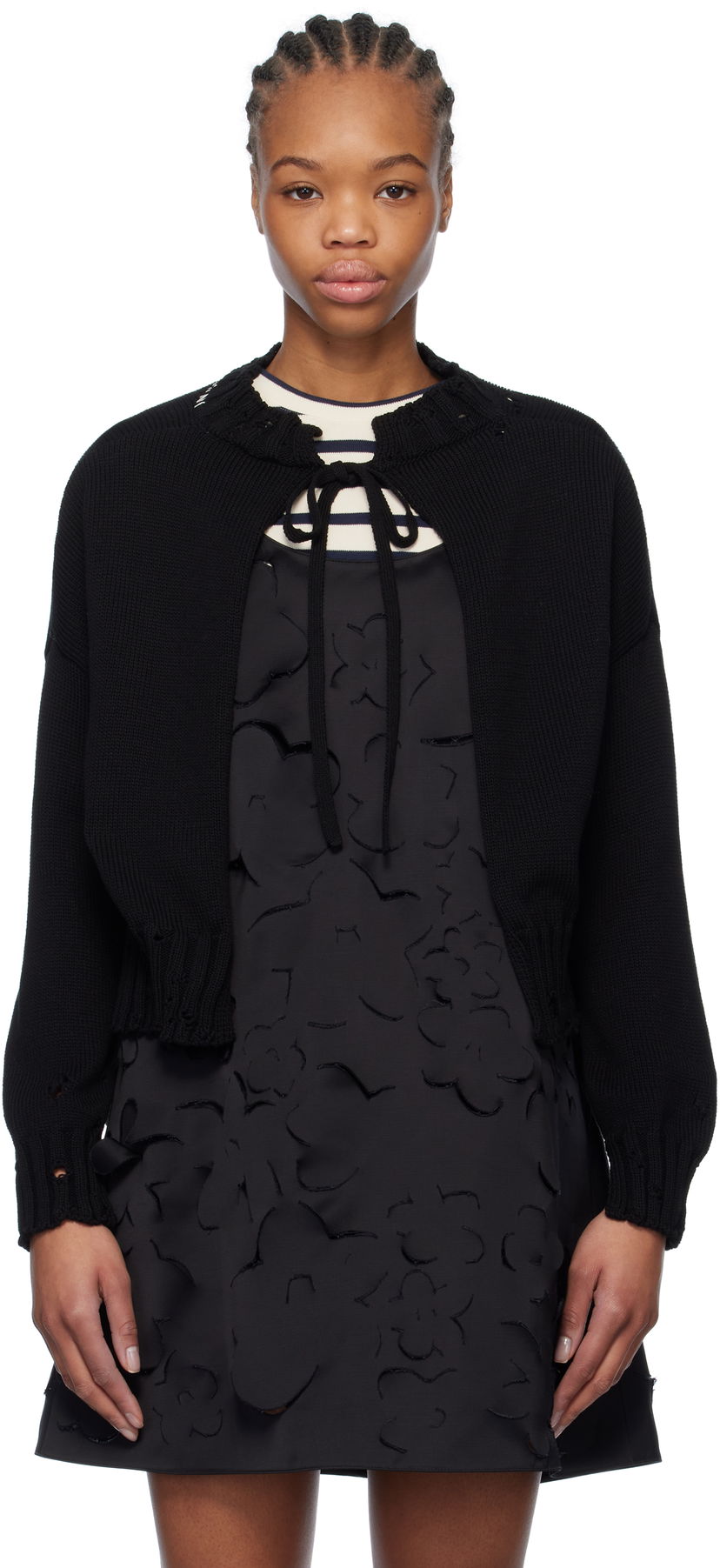 Džemper Marni Marni Worn Ribs Shrug Sweater Crna | GCMD0579A0 UFC652