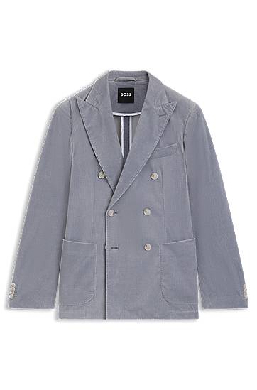 Jakna BOSS Slim-fit Stretch-Cotton Corduroy Blazer Siva | 50551597