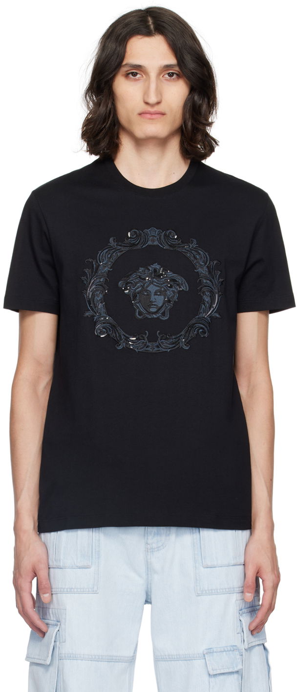 Majica kratkih rukava Versace Black Medusa Cartouche T-Shirt Crna | 1013944_1A10645