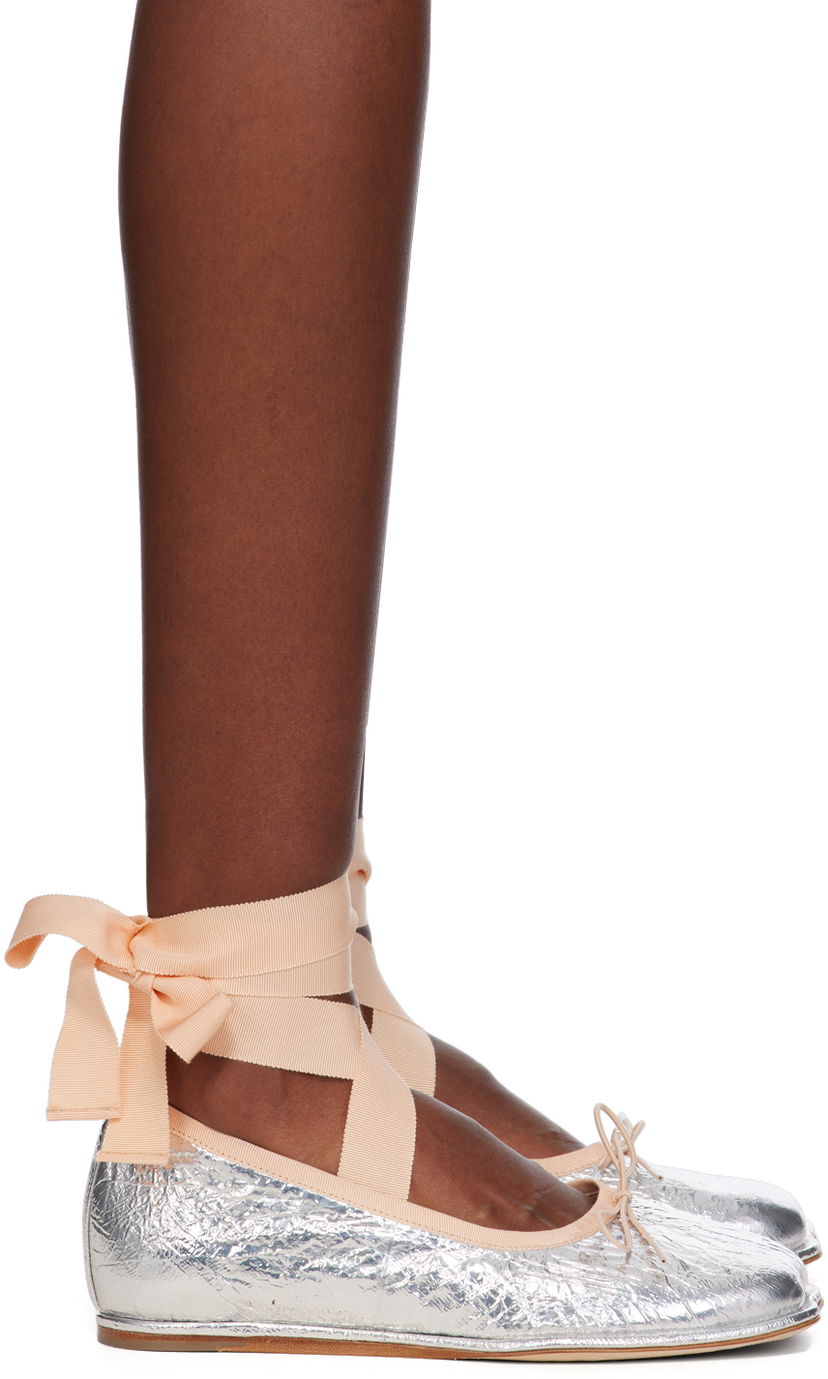 Njega cipela Simone Rocha Simone Rocha Ribbon Bow Ballerina Flats Metalik | RMP17 0781