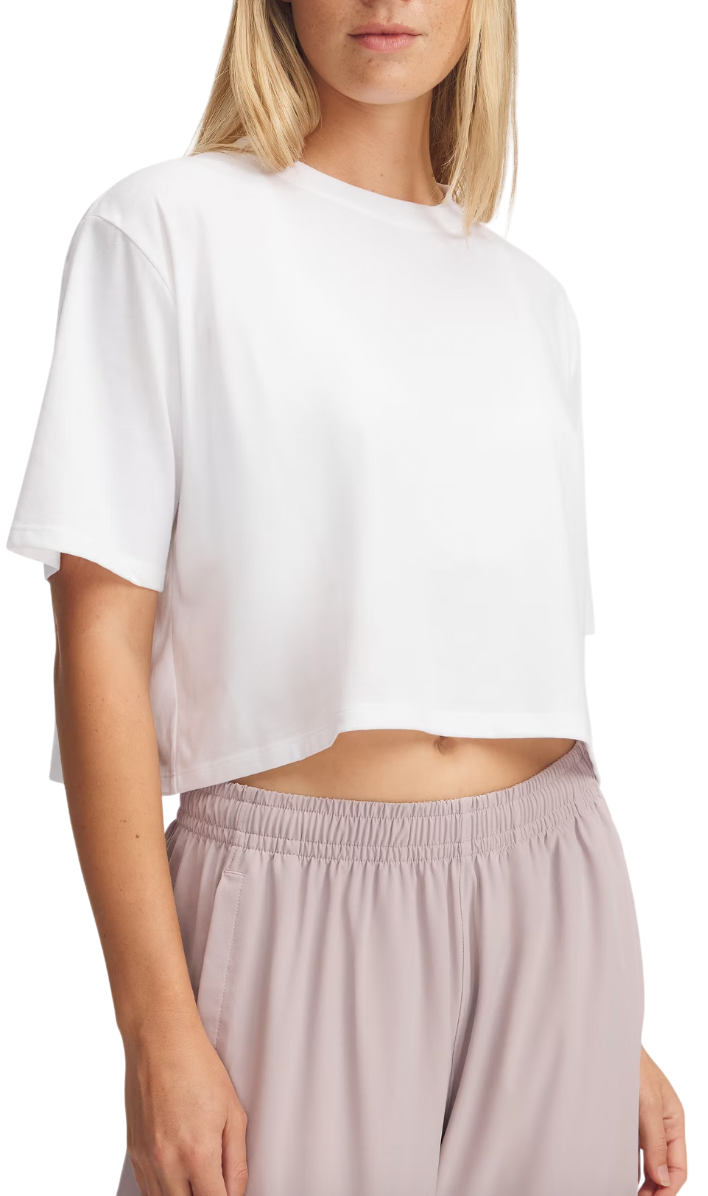 Crop top Under Armour Under Armour Rival Short Sleeve Crop Top Bijela | 1389721-100, 0