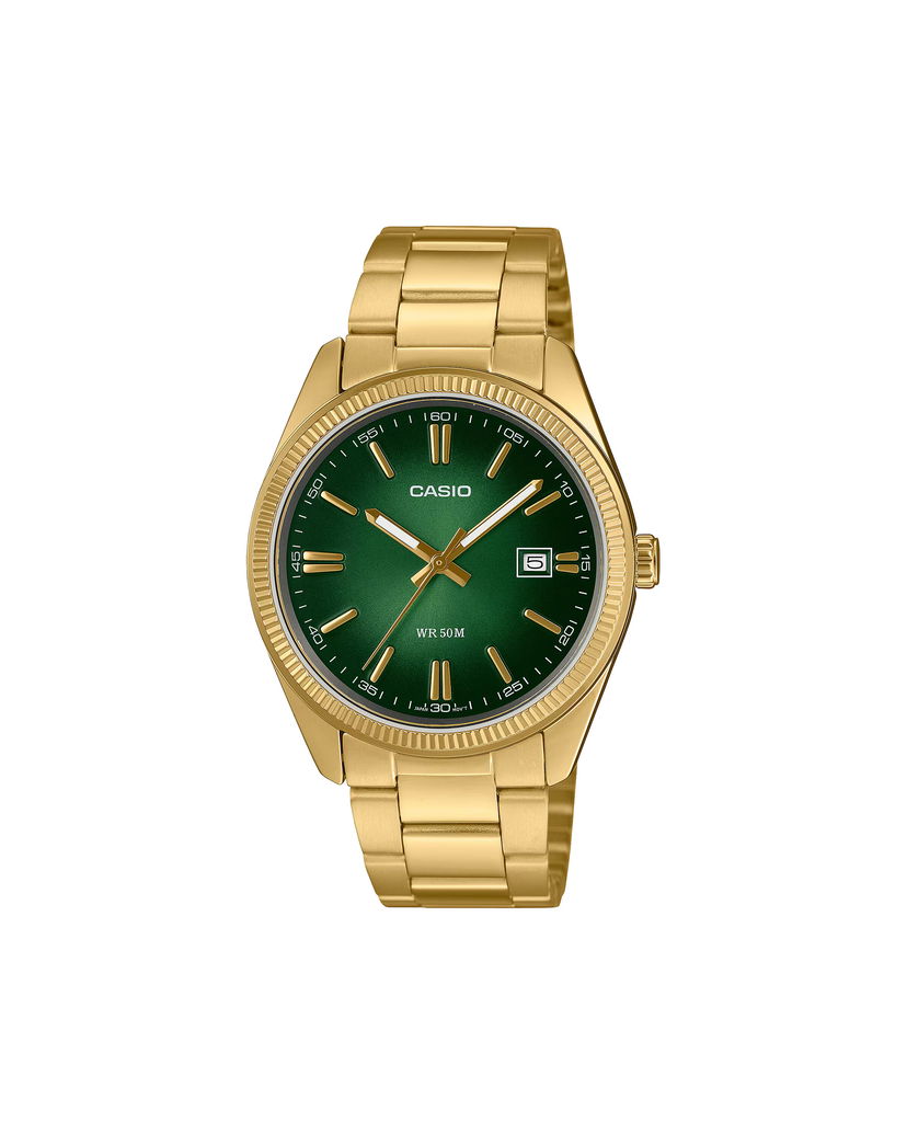 Satovi CASIO Wrist Watch with Green Dial and Gold Bracelet undefined | MTP-1302PGC-3AVEF