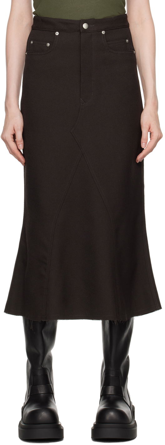 Suknja Rick Owens Gray Porterville Godet Midi Skirt Crna | RP02D3349 WD