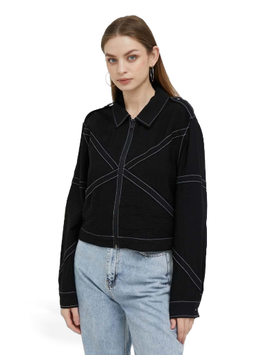 Jakna DKNY Crinkle Dressing Zipper Front Statement Jacket Crna | P3DCTS02