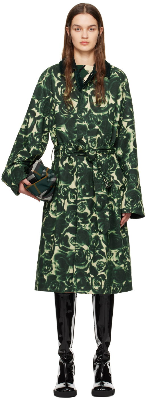 Trenčkot Burberry Floral Print Trench Coat Zelena | 8081896