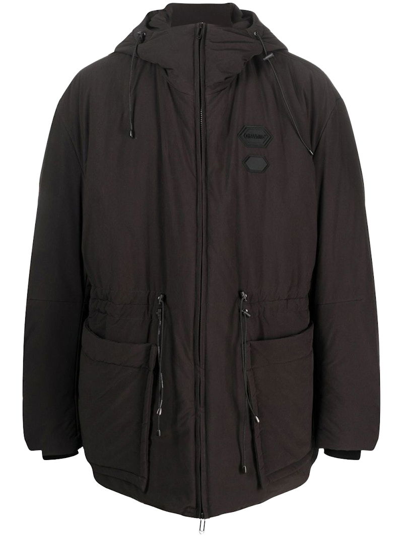 Pernata jakna Off-White Logo-Patch Padded Jacket Black Crna | OMED056F22FAB0011000