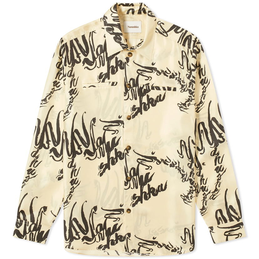 Košulja Nanushka Sabrin Printed Shirt Bež | NW24RSSH01371