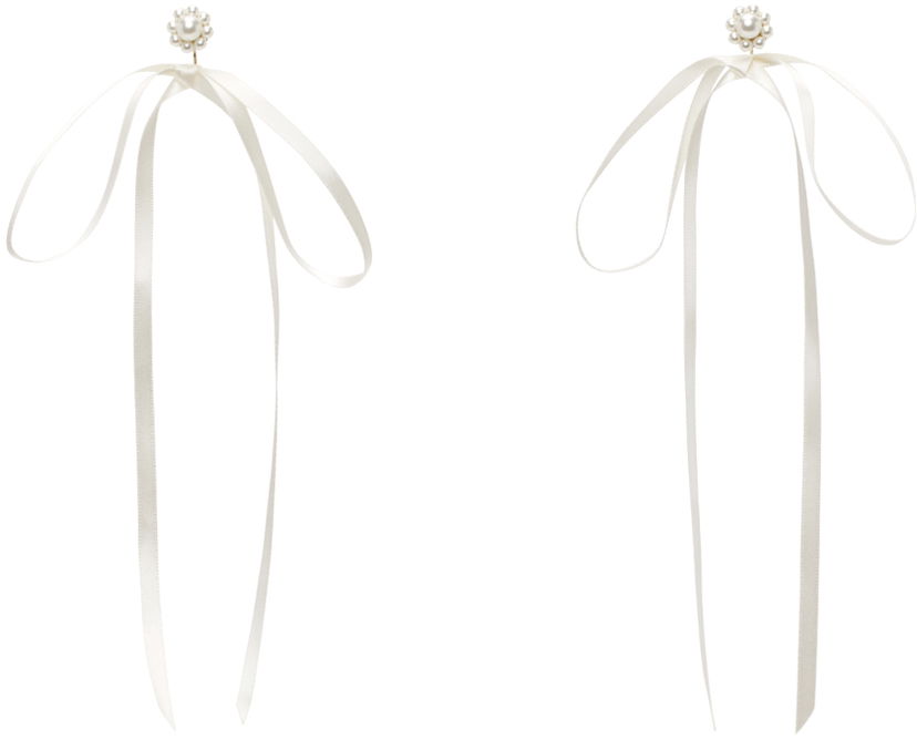 Naušnice Simone Rocha Simone Rocha Bow Ribbon Stud Earrings Bijela | ERG389 0904