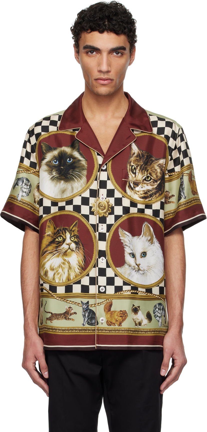 Košulja Dolce & Gabbana Dolce&Gabbana Silk Cat Print Shirt Višebojno | G5LH3THI1VV