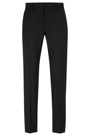 Hlače BOSS Slim-Fit Virgin-Wool Blend Trousers Crna | 50482735