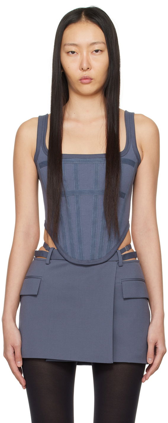 Majica bez rukava Dion Lee Corset Tank Top Plava | A3585PS24