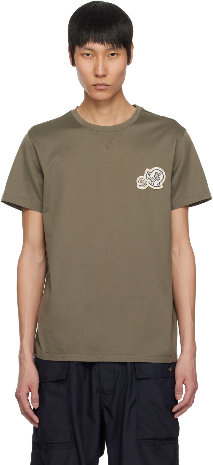 Majica kratkih rukava Moncler Moncler Double Logo Patch Cotton T-Shirt Zelena | K10918C000768390Y