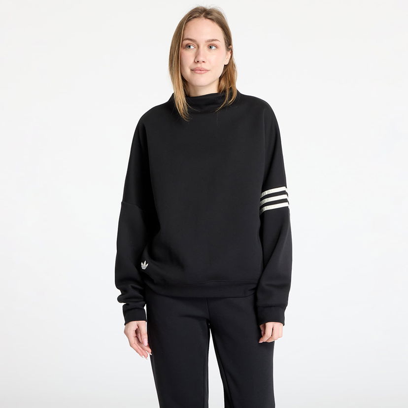 Dukserice adidas Originals Oversized Mock Neck Sweatshirt Crna | JI8520