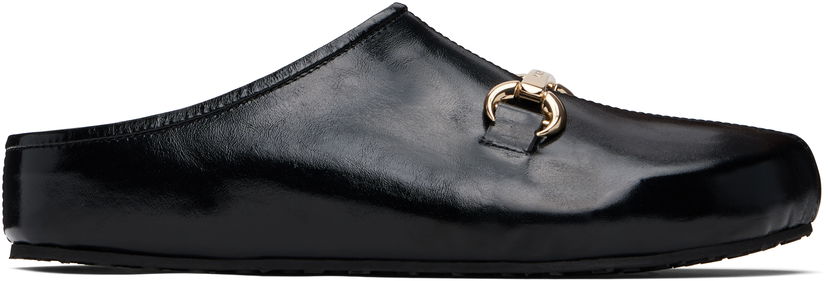 Dodaci Marine Serre Marine Serre Smooth Leather MS Slip-on Loafers Crna | WFW044A CLEA0004