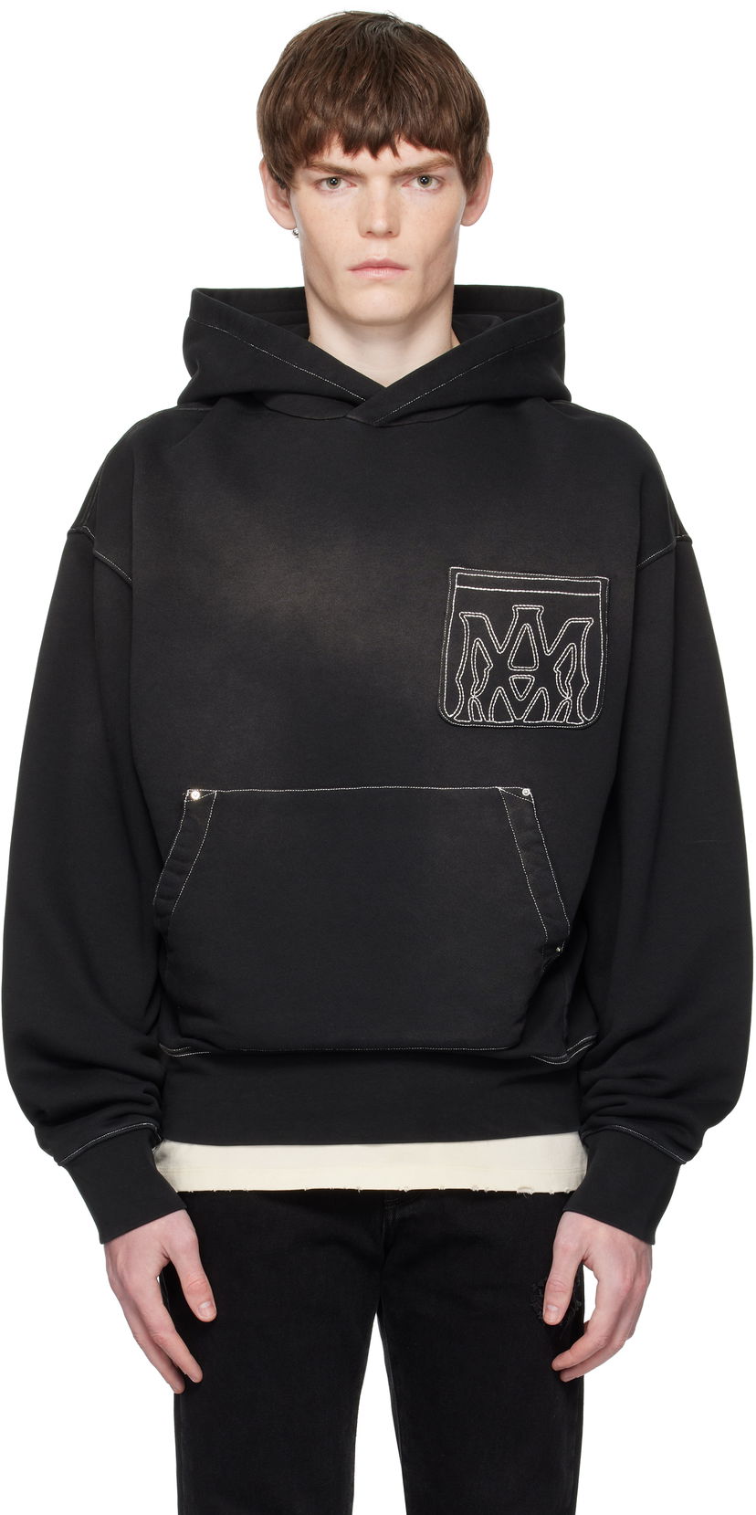 Dukserice AMIRI AMIRI MA Outline Oversized Hoodie Crna | AMJYHD1120
