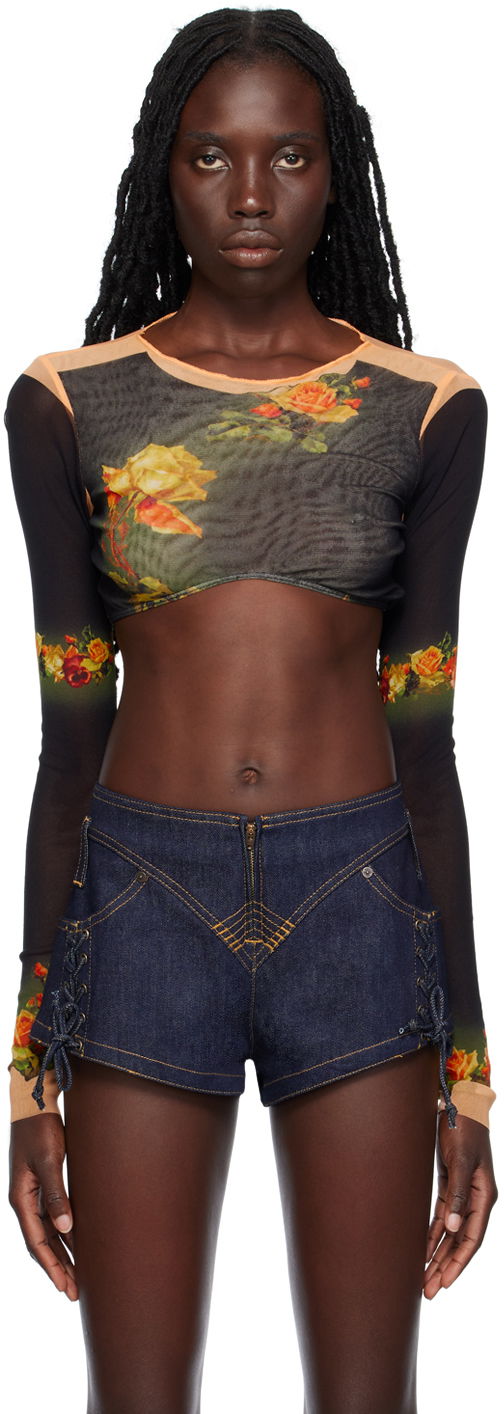 Crop top Jean Paul Gaultier Jean Paul Gaultier 'The Fleurs Petit Grand' Long Sleeve Crop Top Višebojno | 23/12-F-TO080-T525-6800