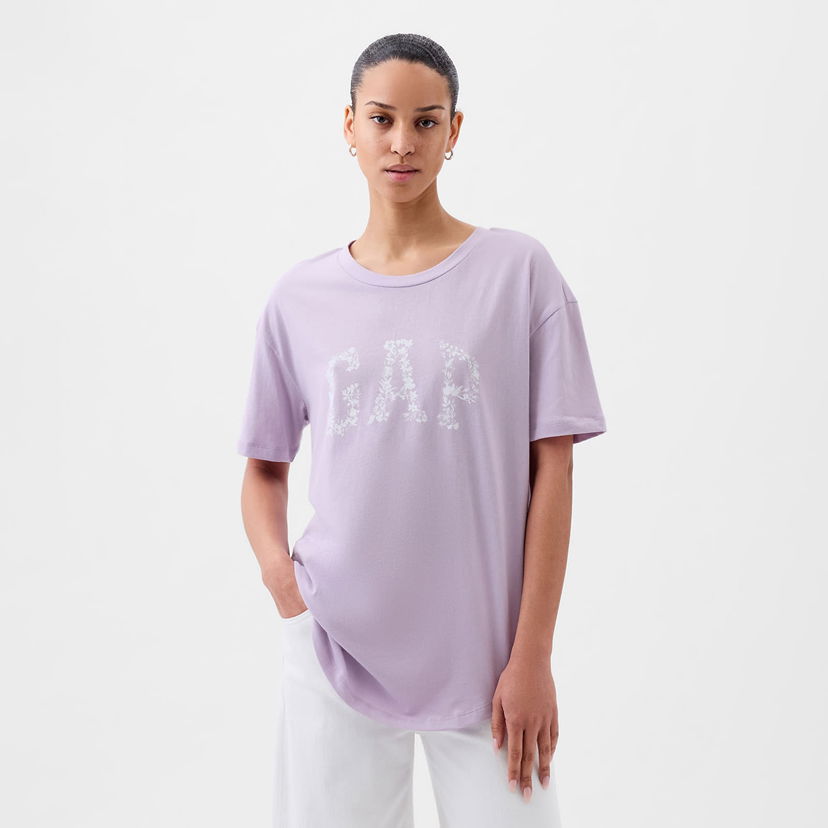 Majica kratkih rukava GAP Logo Boyfriend Tee Orchid Petal Ljubičasta | 875093-02