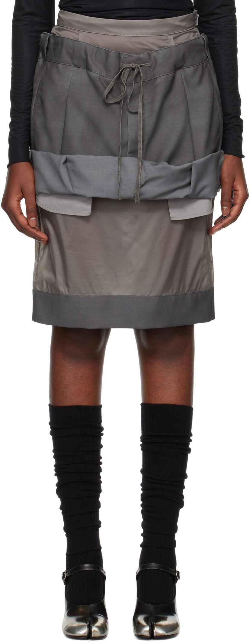 Suknja Maison Margiela Mix Fabric Midi Skirt Siva | S51ME0025 MTN021