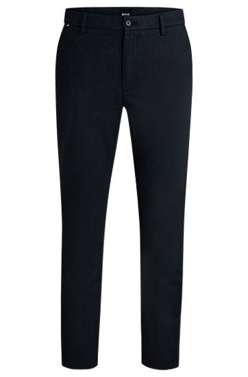 Hlače BOSS BOSS Regular-Fit Cotton-Blend Twill Trousers Tamnoplava | 50524775
