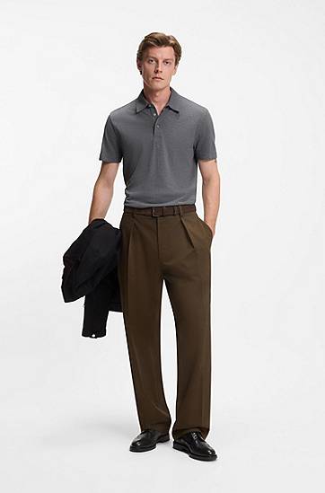 Polo majica BOSS BECKHAM polo shirt in cotton and silk Siva | 50554093, 1