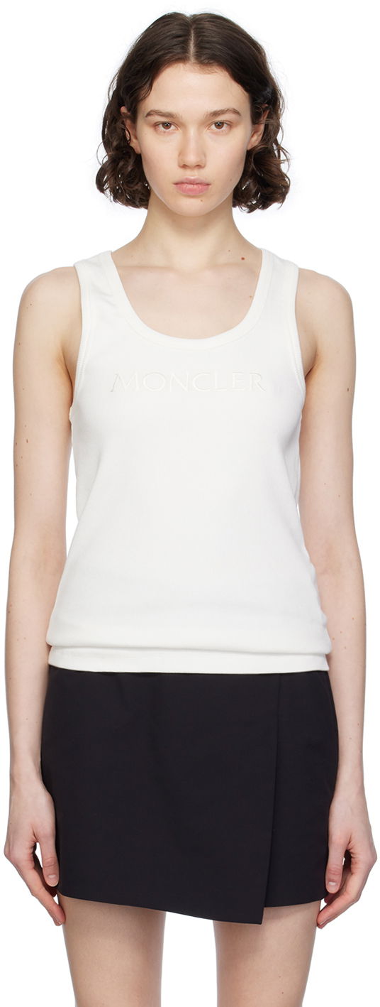 Majica bez rukava Moncler White Embroidered Tank Top Bijela | J10938P0000689AK6