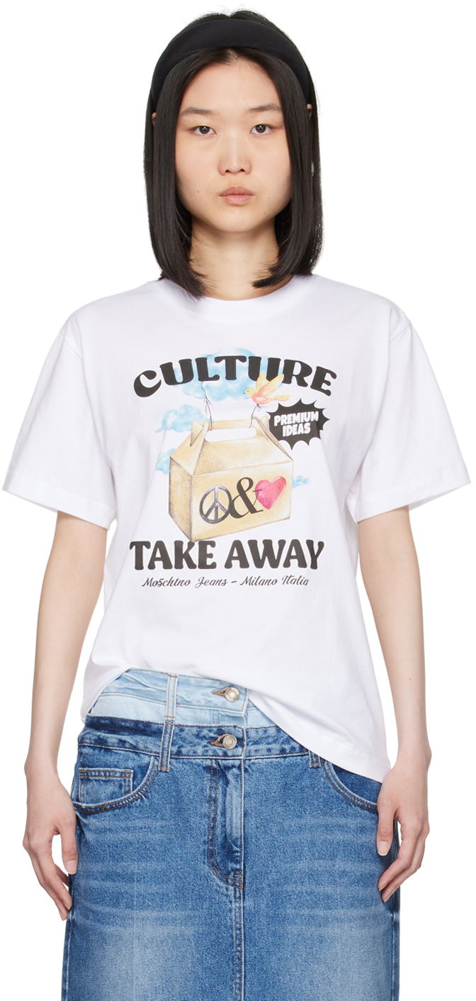 Majica kratkih rukava Moschino Moschino Jeans 'Culture Take Away' Graphic T-Shirt Bijela | 242K10708