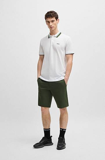 Polo majica BOSS Paddy Active Polo Shirt with Contrast Stripes Bijela | 50538101, 1
