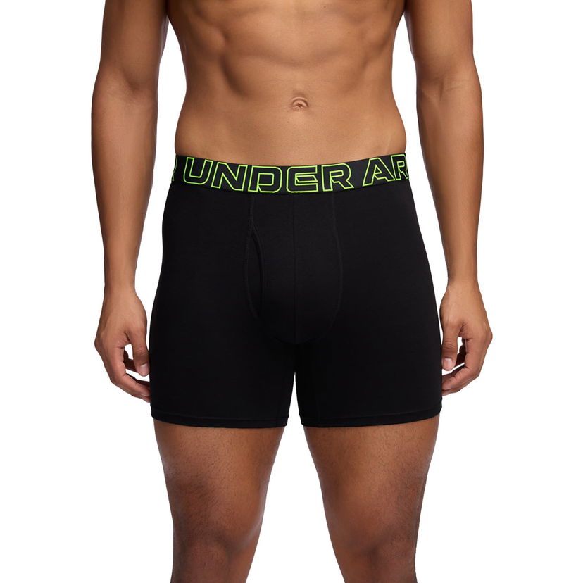 Bokserice Under Armour Performance Cotton Boxer Briefs, 6-Inch Inseam, 3-Pack Crna | 1383889-004