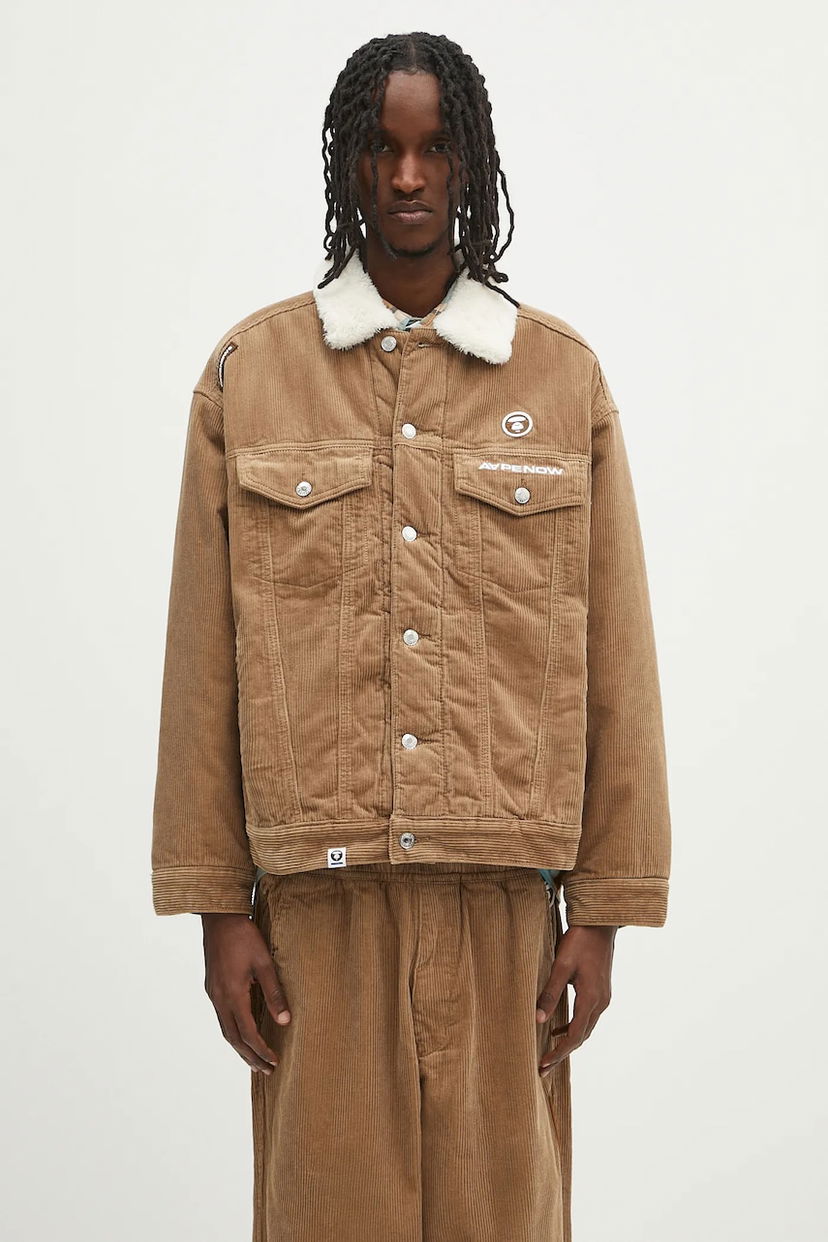 Jakna AAPE by A Bathing Ape AAPE Now Corduroy Jacket Smeđa | AAPJKM7660XXN