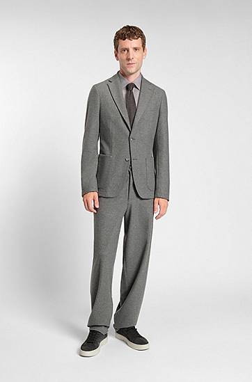 Košulja BOSS Slim-fit shirt in brushed performance-stretch flannel Siva | 50550563, 1
