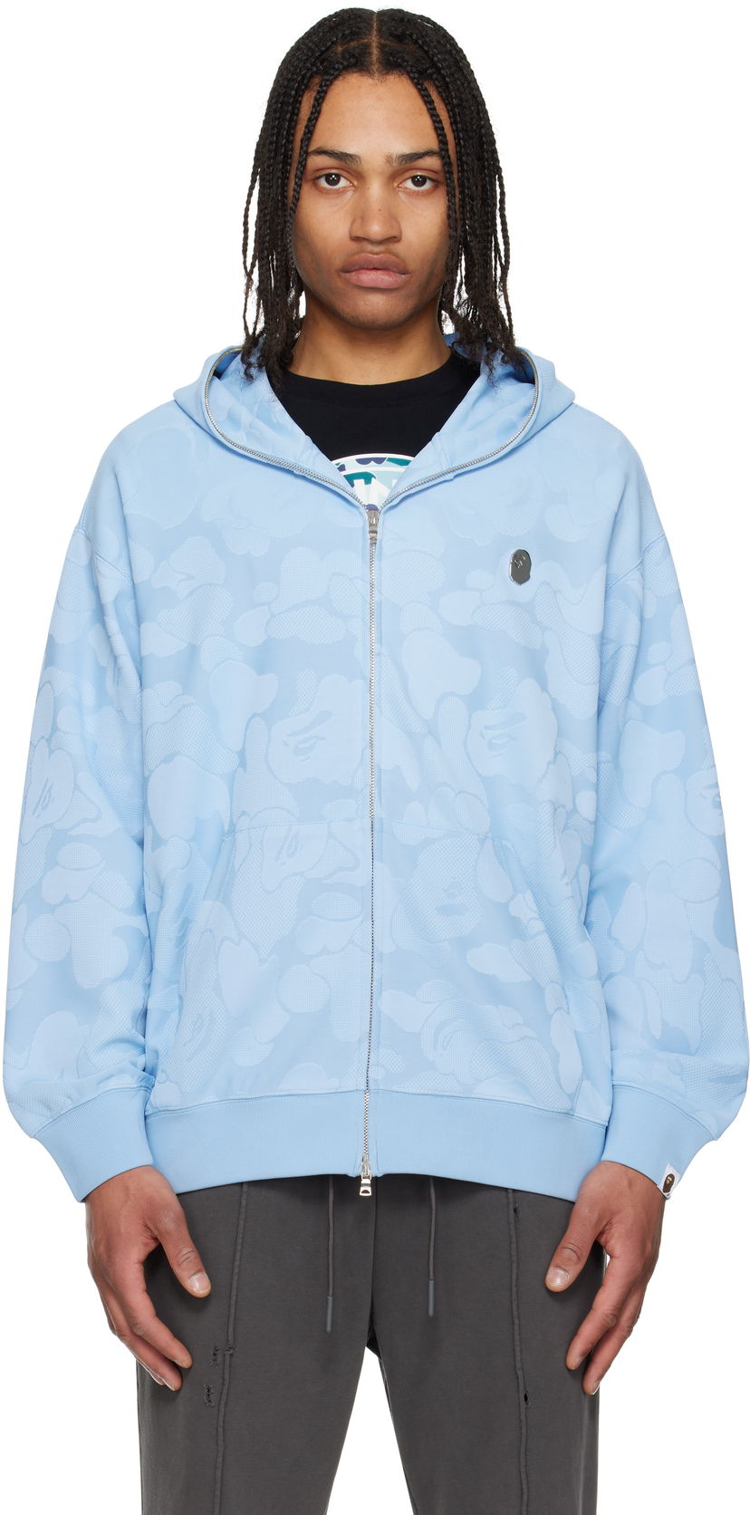 Dukserice BAPE A Bathing Ape Camo Jacquard Zip Hoodie Plava | 001ZPL301302M