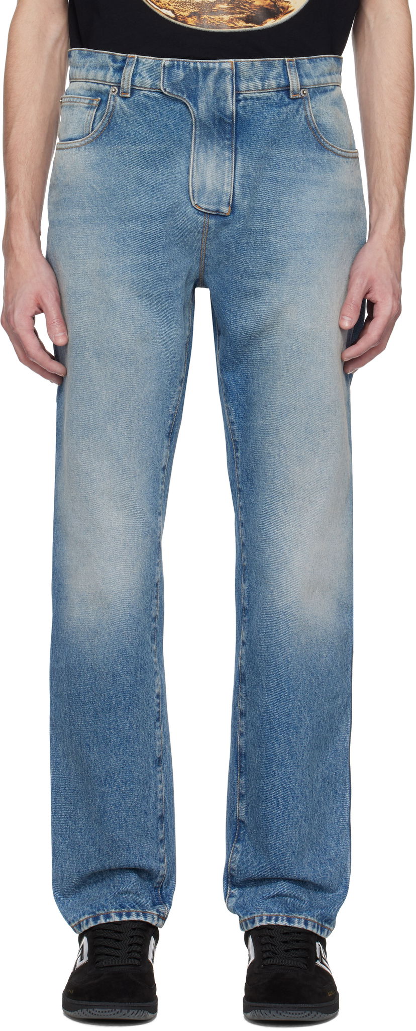 Jeans Balmain Balmain Regular Fit Jeans Plava | EH0MI083DF44