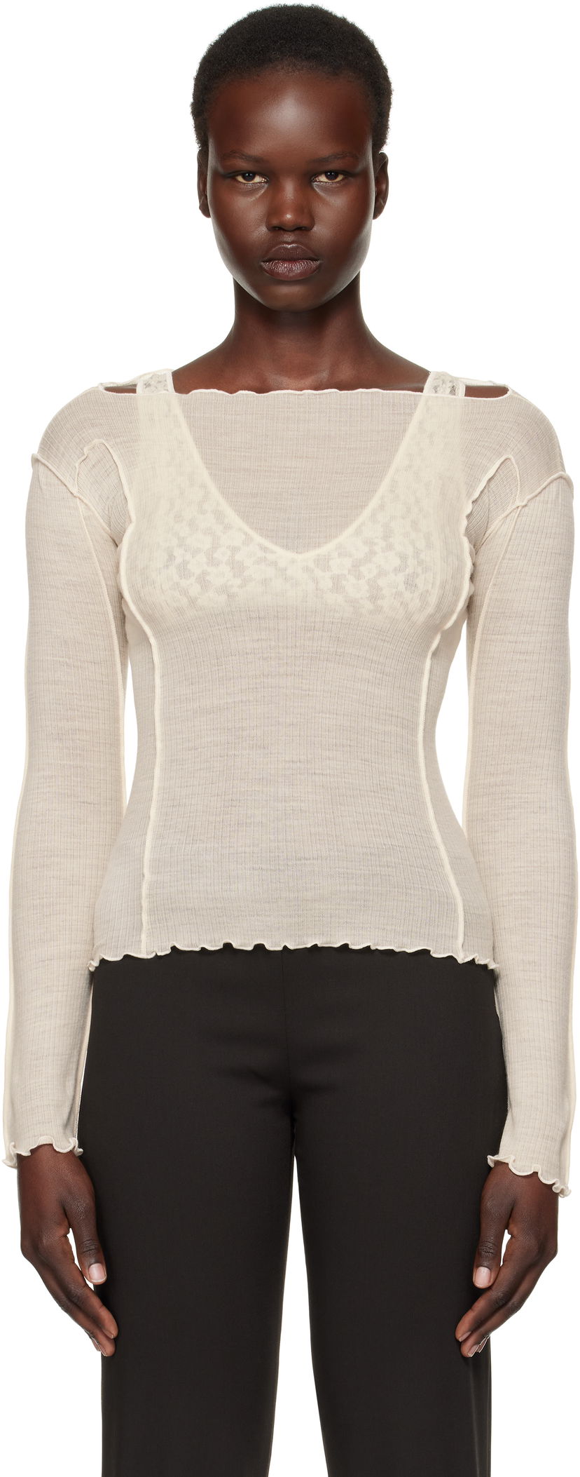 Majica kratkih rukava Baserange Omato Long Sleeve T-Shirt Bijela | TTML-WO-SP25
