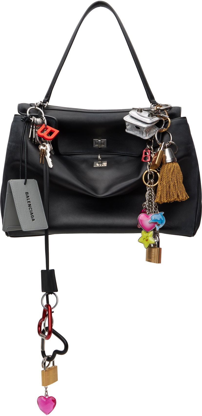 Ručna torbica Balenciaga Balenciaga Charms Rodeo Large Bag Crna | 789744 2AA7B
