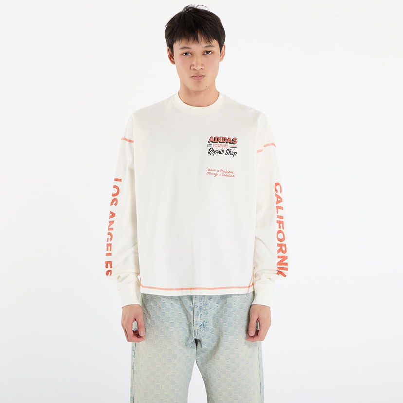 Majica kratkih rukava adidas Originals Wilshire Long Sleeve Graphic Contrast Stitch T-Shirt Bijela | JX6142