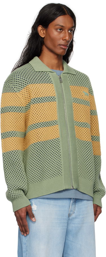 Jakna MAISON KITSUNÉ Maison Kitsuné Striped Mesh Blouson Jacket Zelena | OM02136KT1125, 1