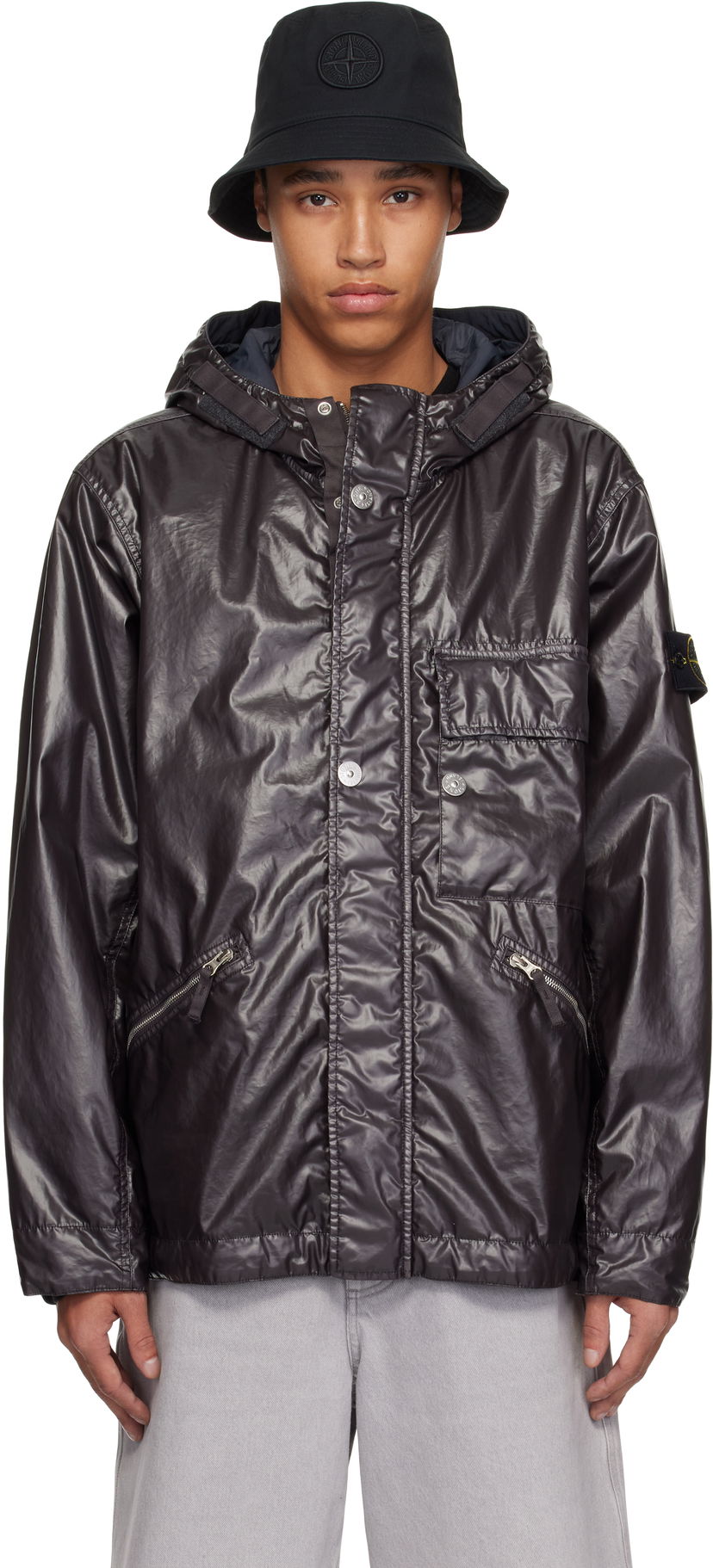Vjetrovka Stone Island Stone Island Mussola Gommata-TC Hooded Jacket Siva | K1S15 4100062 S0022