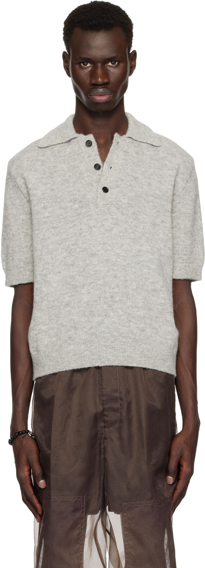 Džemper Dries Van Noten Dries Van Noten Alpaca Polo Siva | 251-021200-1703