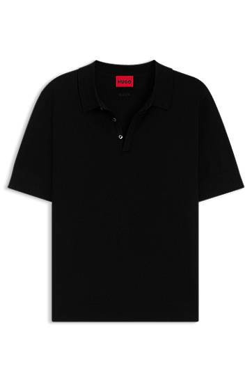 Polo majica BOSS HUGO Knit Polo with Covered Placket Crna | 50536672