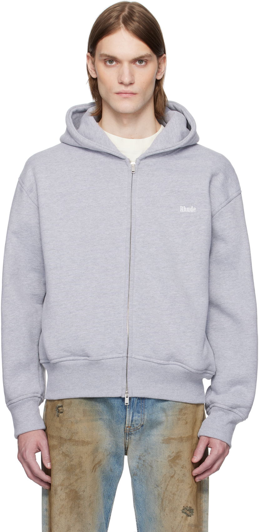 Dukserice Rhude Rhude Classique Full-Zip Hoodie Siva | RHSS25HO01229