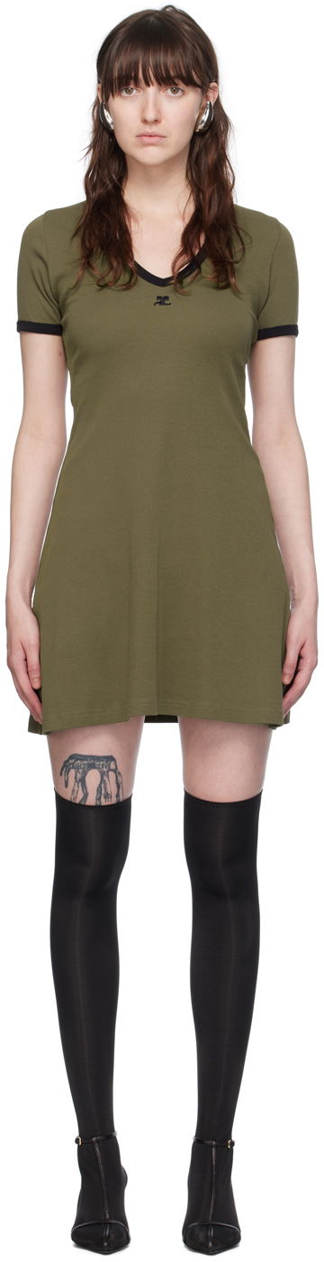 Haljina Courrèges Courrèges V-Neck Mini Dress Zelena | 224JRO397JS0070