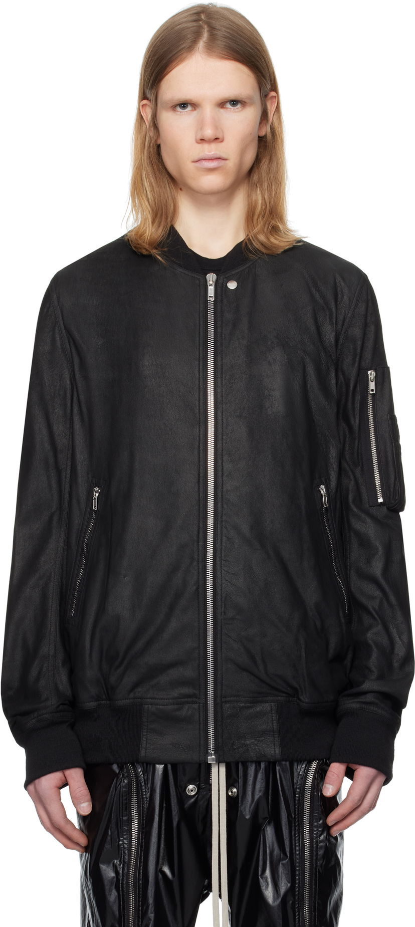 Bomber jakna Rick Owens Rick Owens Hollywood Classic Flight Leather Jacket Crna | RU01E5778 LBA