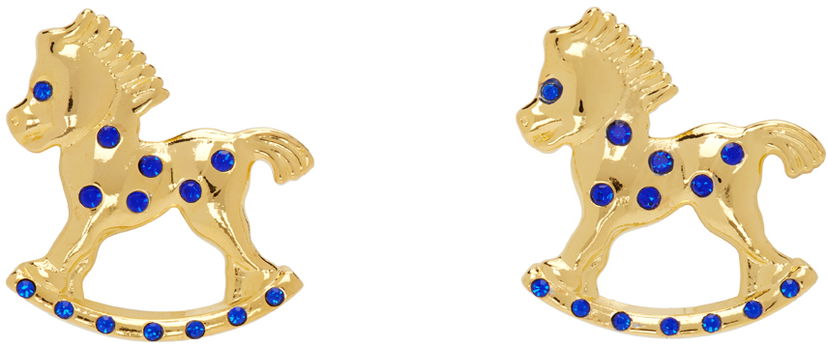 Naušnice Chopova Lowena Gold-tone & Blue Crystal Rocking Horse Earrings Metalik | 6507