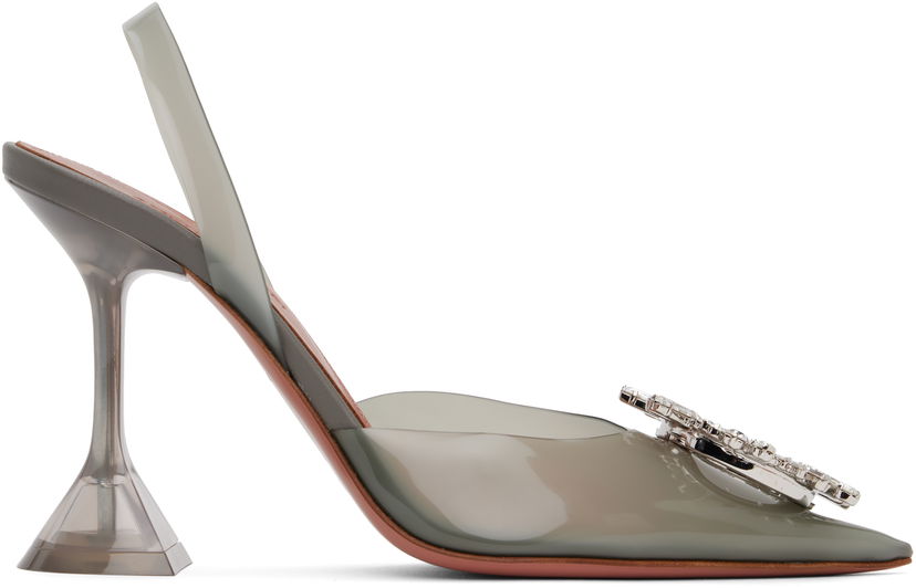 Tenisice i cipele Amina Muaddi Slingback Heels With Crystal Embellishment Zelena | BEGUM GLASS SLING PVC