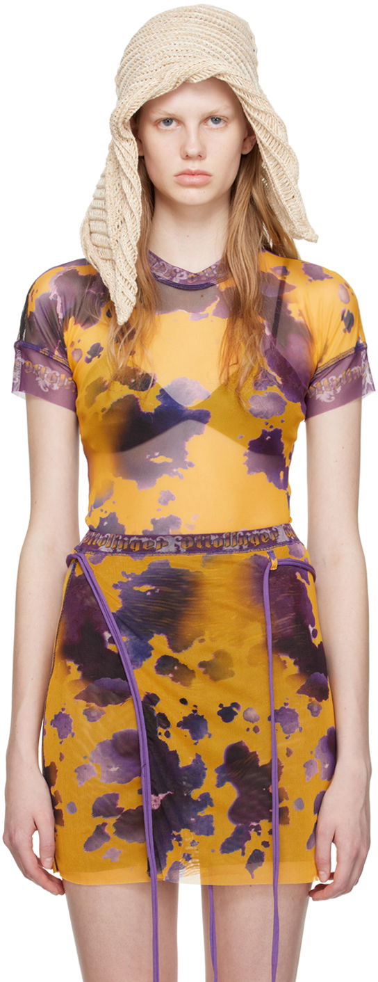 Majica kratkih rukava Ottolinger Ottolinger Exclusive Mesh Tie-Dye T-Shirt Žuta | 100116